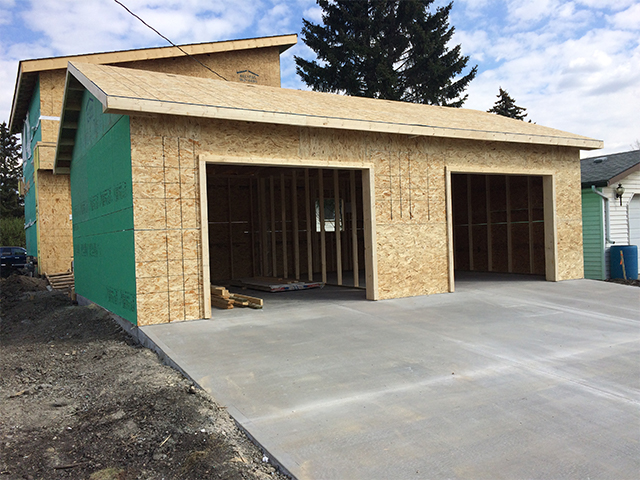 Custom house at framing stage of construction