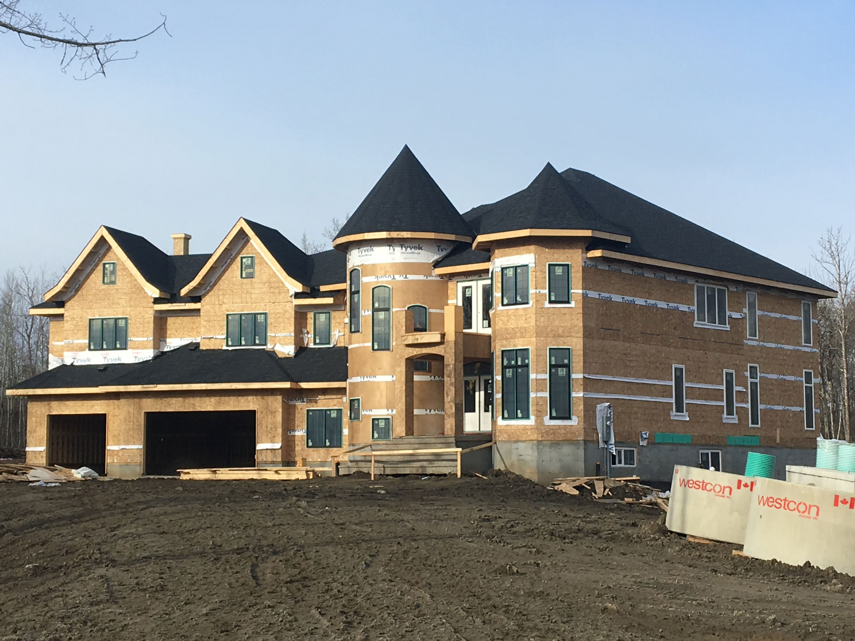 Custom house at framing stage of construction